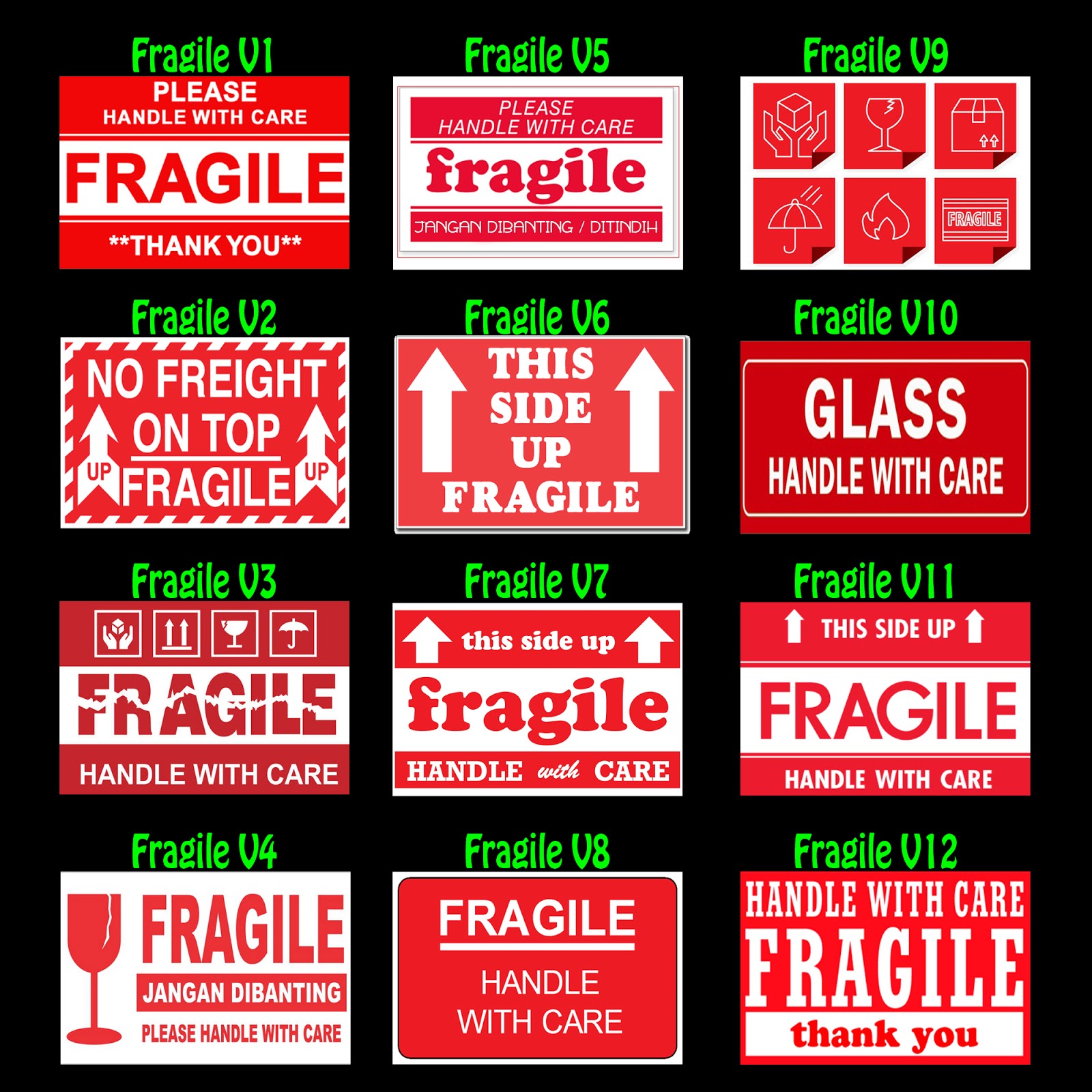 Sticker Fragile  Desain Pilihan