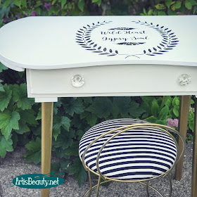WILD HEART GYPSY SOUL STENCILED VINTAGE DRESSING TABLE MAKEOVER BEFORE AND AFTER