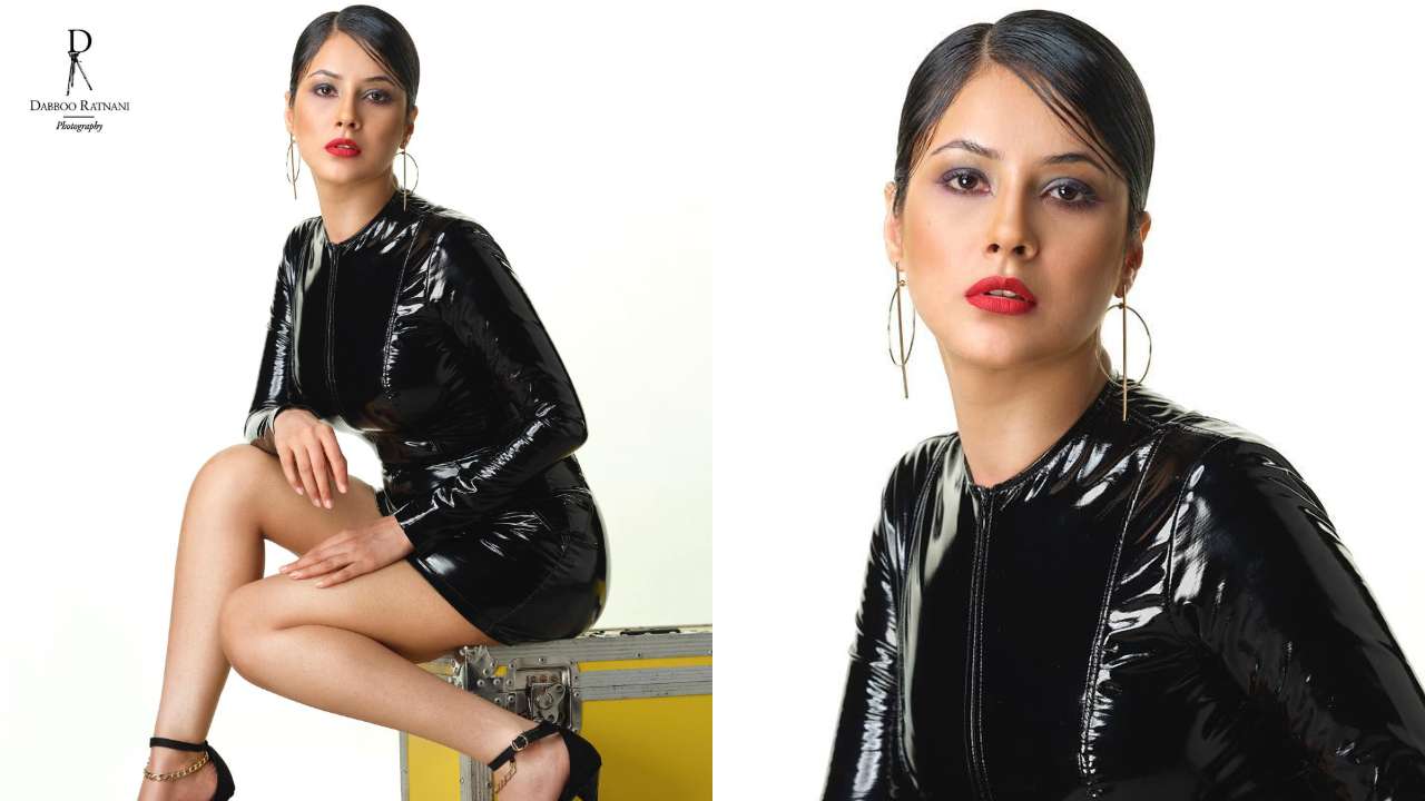 Actors Gossips: Shehnaaz Gill is wearing a short black dress, with her looks gave killer pose