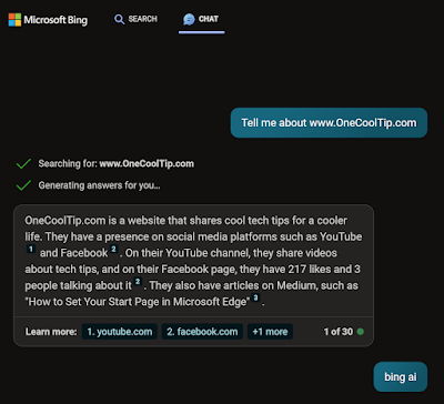 Bing Chat Dark www.OneCoolTip.com