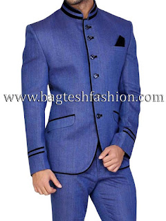 Bagtesh Fashion Mens Designer Royal Blue Jodhpuri Suit