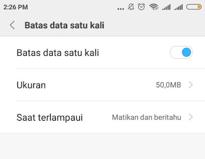 mengatur batas data satu kali