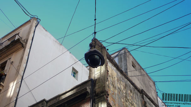 Street Light Hung in the Center of a Street in Buenos Aires, Argentina