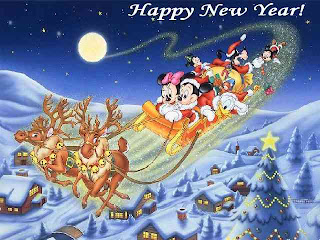 Mickey Mouse and friends Wishing Happy New Year Greeting