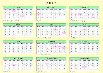 Jadwal Kalender 2013 - MADINA MADANI SATU
