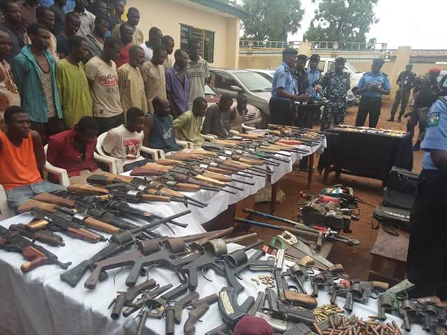 Police parade 56 vicious bandits, militia arrested in connection with killings in Birnin Gwari, Kaduna and Zamfara