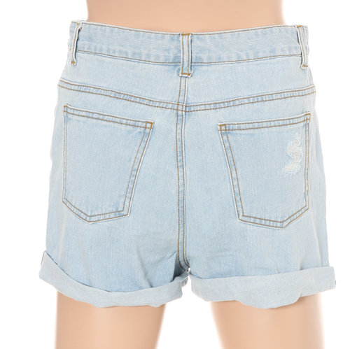 Distressed Light Wash Denim Shorts