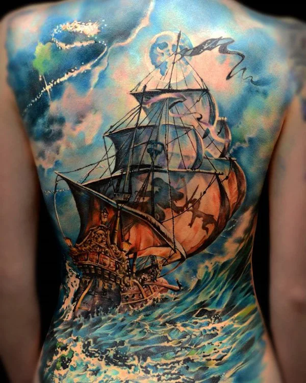 tatuaje de barco antiguo