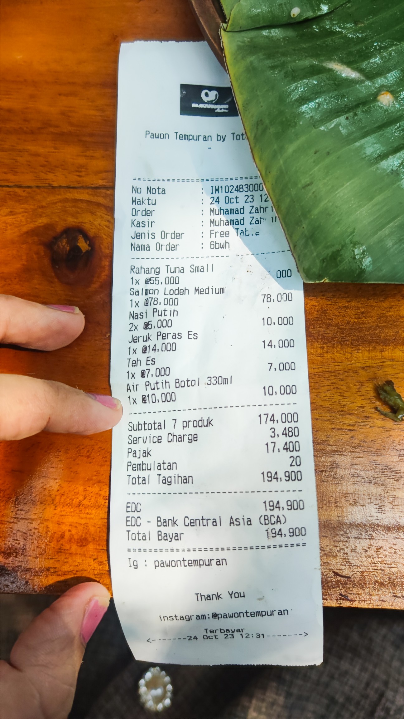 harga menu makanan pawon tempuran jogja