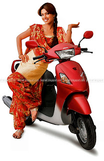 Actress Priyanka Chopra on a Hero Honda Pleasure