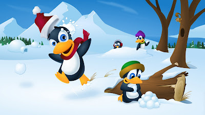 La mascota de Linux (Tux) celebrando la Navidad 2011