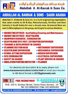 Free Recruitment-Abdullah A. Al- Barrak & Sons Co.Saudi Arabia