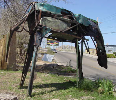 a car parts sculpture