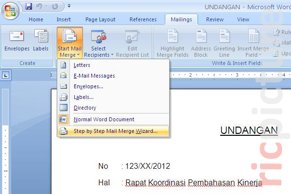 cara membuat mail merge