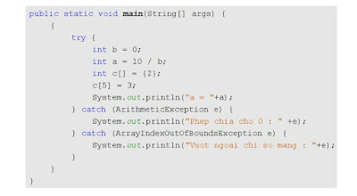 Dùng try có nhiều catch trong lập trình java