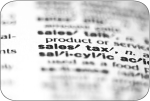 和英辞書のページ。Sales tax という表現が強調されている。