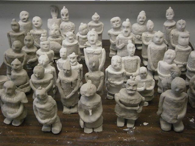 Drying Clay People- Student Made Terra Cotta Warriors