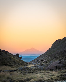 Dawn over Mt Taranaki from tongariro crossing