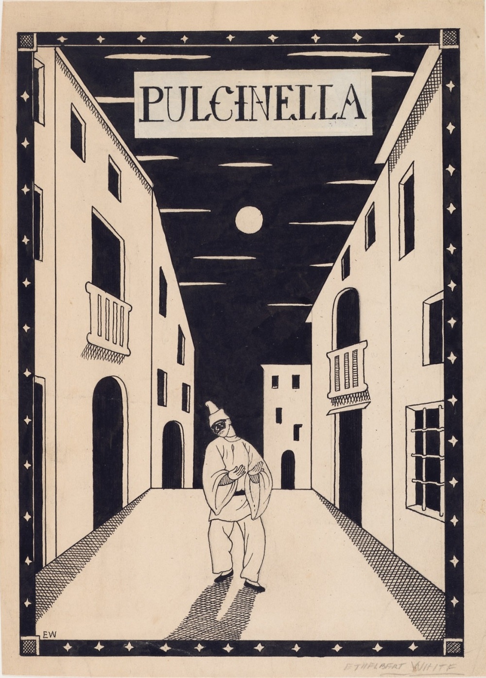 Pulcinella : scene drawing