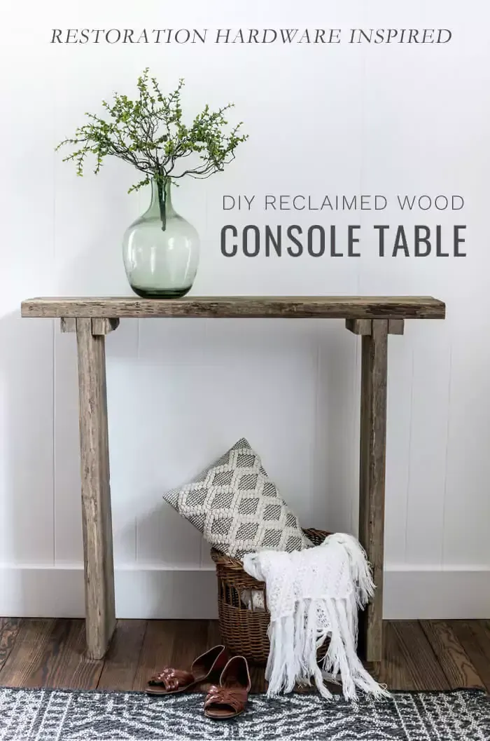 Get the Restoration Hardware Look for much less with this easy DIY console table tutorial. DIY Reclaimed Wood Console Table