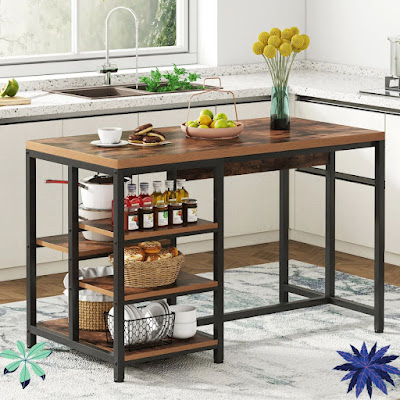 multifunctional dining Table with Storage Shelves