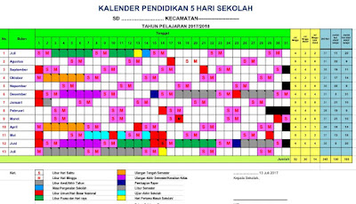 Kalender Pendidikan 5 Hari Untuk SD SMP Dan SMA Tahun Ajaran 2017/2018