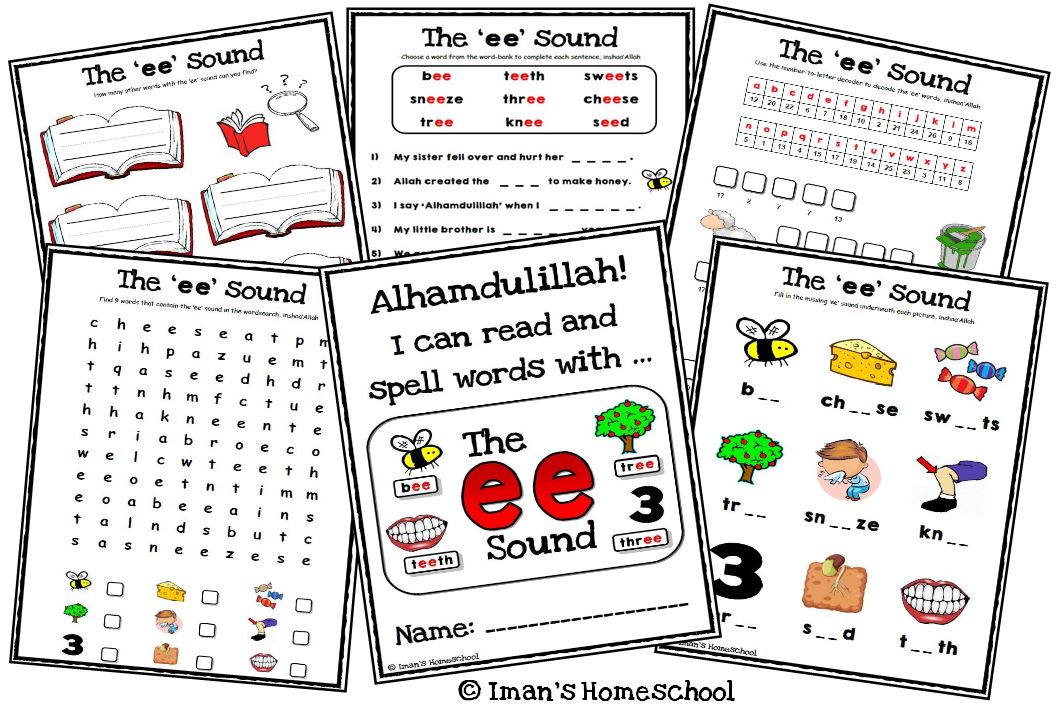 Iman's Homeschool ~ The Curriculum: The ee sound ~ Worksheets