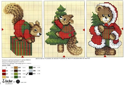 Mais de 50 Ideias Para Decorar No Natal. ursinhos Em Ponto Cruz Com Diagramas