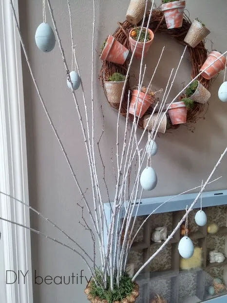 Easter Tree with Chalk Painted Eggs