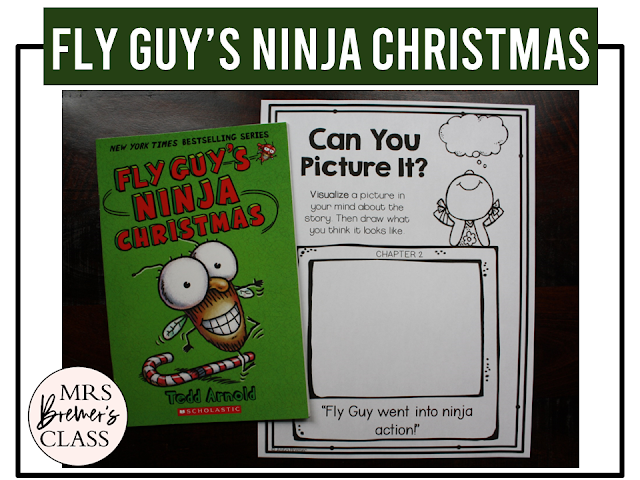 Fly Guy's Ninja Christmas book activities unit with literacy printables, reading comprehension activities, and lesson ideas for First Grade and Second Grade