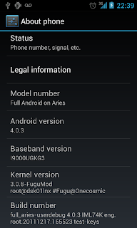 ICS 4.0.3 for Samsung Galaxy S GT I9000 Screenshot