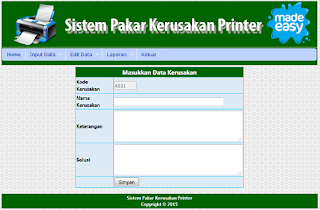 Sistem Pakar Diagnosa Kerusakan Printer