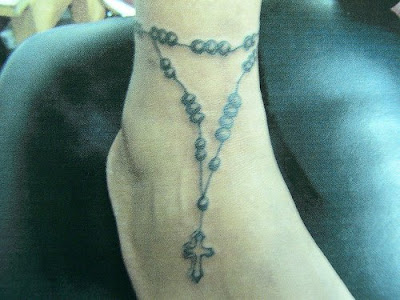rosary tattoos for girls ankle
