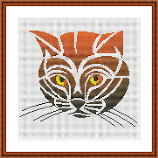 Brown cat animal cross stitch pattern