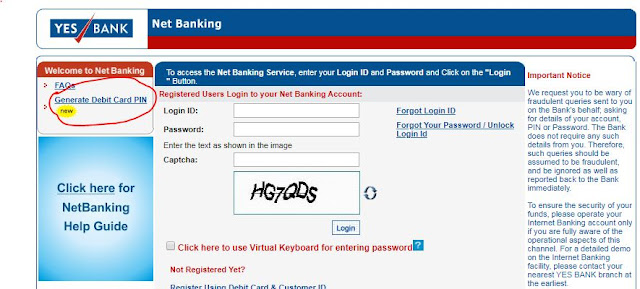 Yes bank netbanking