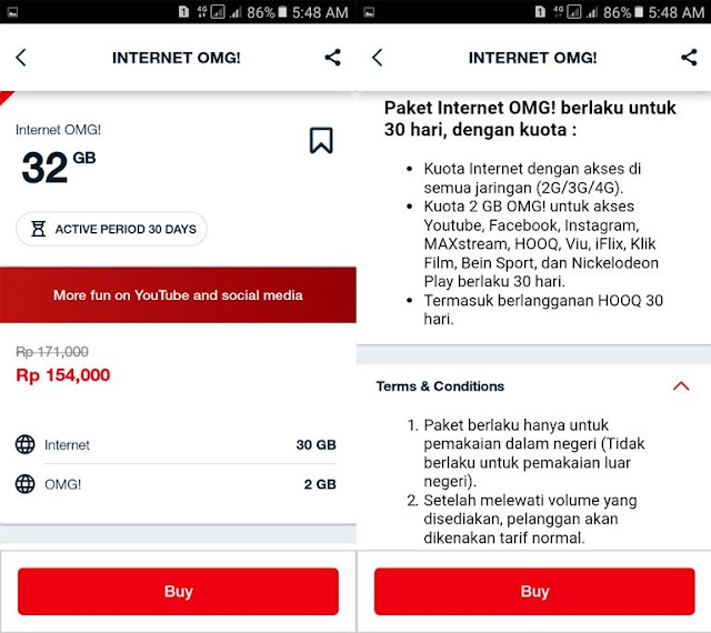 Rincian Paket Internet Telkomsel 32GB OMG