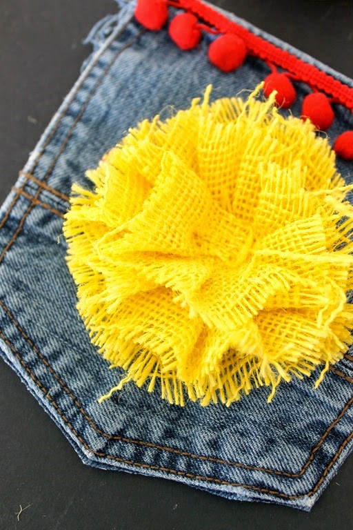 jean purse with burlap bow