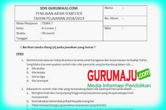 Soal UAS / PAS Kelas 6 Tema 7 K13 dan Kunci Jawaban Tahun 2023