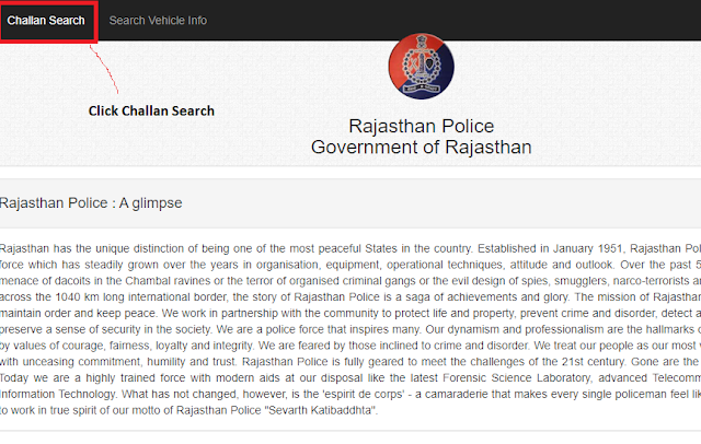 चालान राजस्थान पुलिस  e challan online payment rajasthan rto