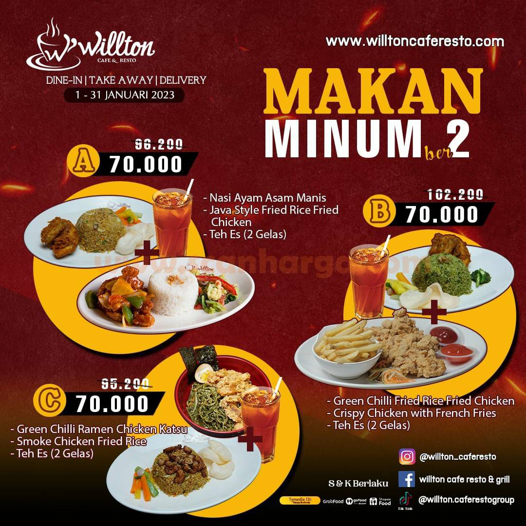 Promo Willton Cafe & Resto Makan Minum Ber2 cuma 70RB