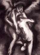 La Lutte avec l'ange. c. 2000. Black ink. Artist`s collection