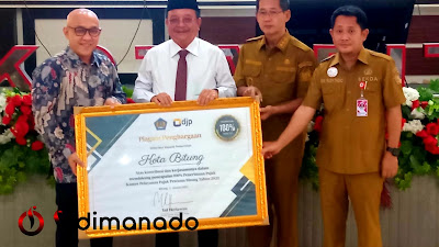 Pemkot Bitung Dapat Penghargaan dari Dirjen Pajak Atas Kontribusi dan Kerjasama Realisasi 100 Persen Penerimaan Pajak Pratama