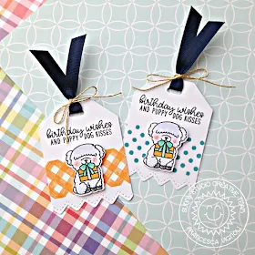 Sunny Studio Stamps: Background Basics Party Pups Puppy Themed Birthday Tags by Franci Vignoli