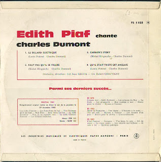 Edith Piaf - Quatre chansons de Charles Dumont - France - 1961 - Back