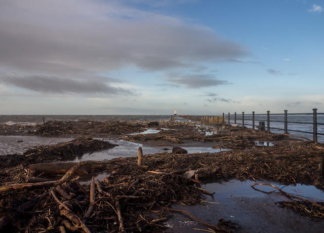 Photo of storm debris on Maryport pier