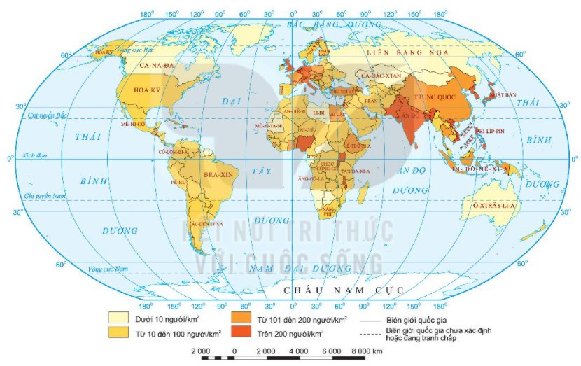 Bản đồ mật độ dân số trên thế giới