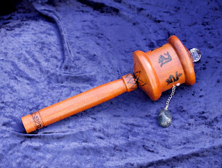 wooden handheld prayer wheel for Phakchok Rinpoche