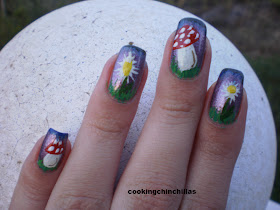 CookingChinchillas: Cute Mushroom Daisy Nail Art Design