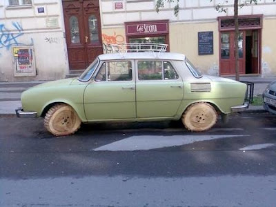 Car with wooden wheels