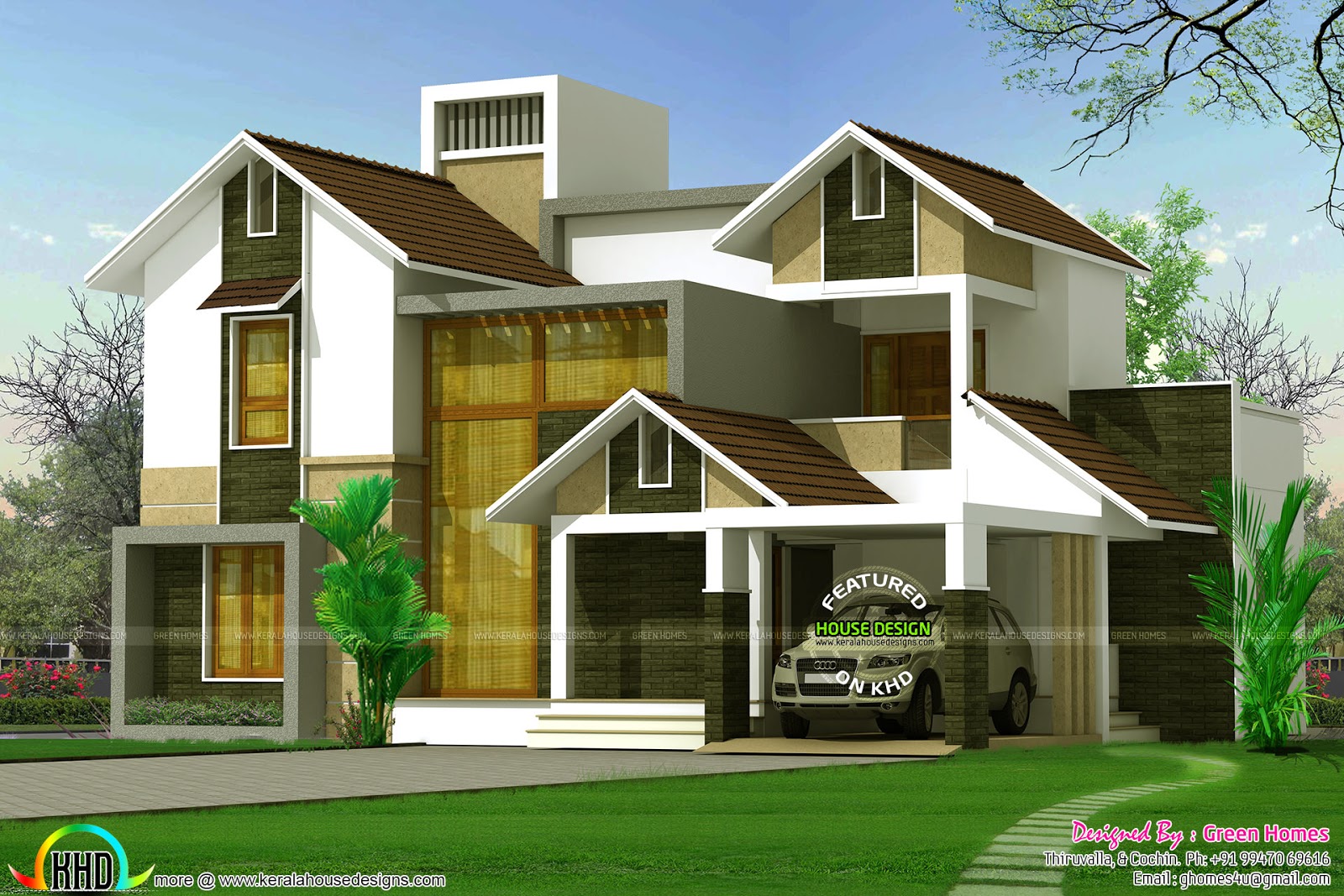 2568 square feet glass wall on front elevation - Kerala ...